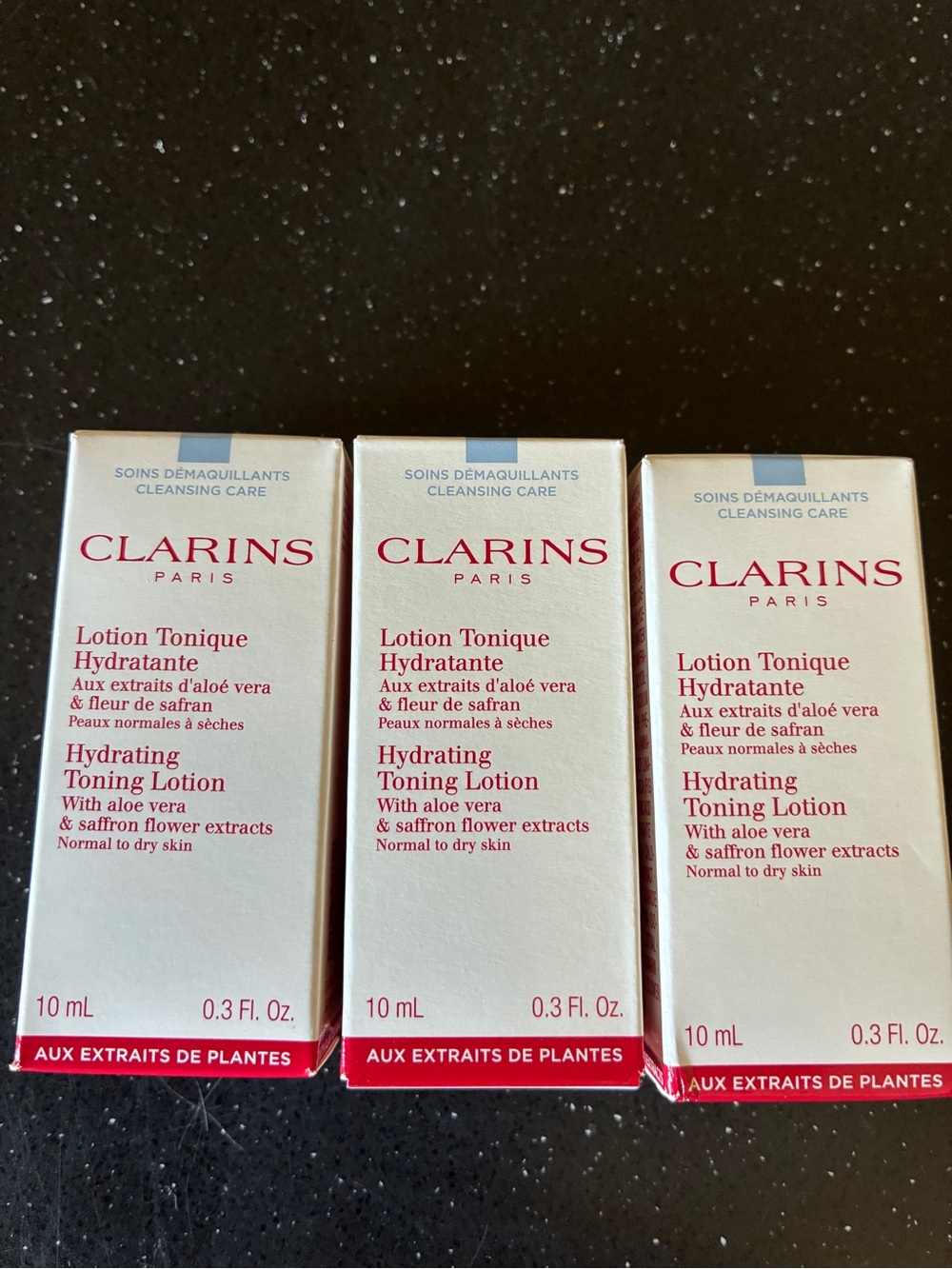 Clarins Hydrating Toning Lotion Pack of 3 With Aloe Vera & Saffron- 10 ml